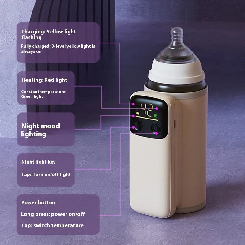 Universal baby bottle insulation cover and milk warmer with 8000mAh fast-charging battery