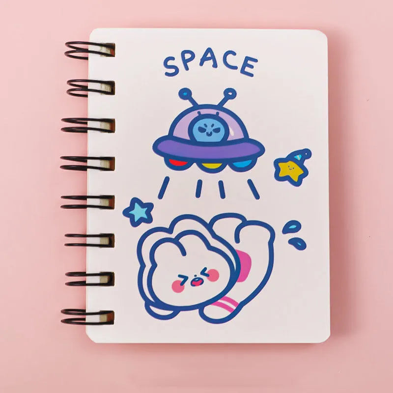 Astronaut series pocket flipper notebook in 10.5x8cm size with space-themed cover designs.