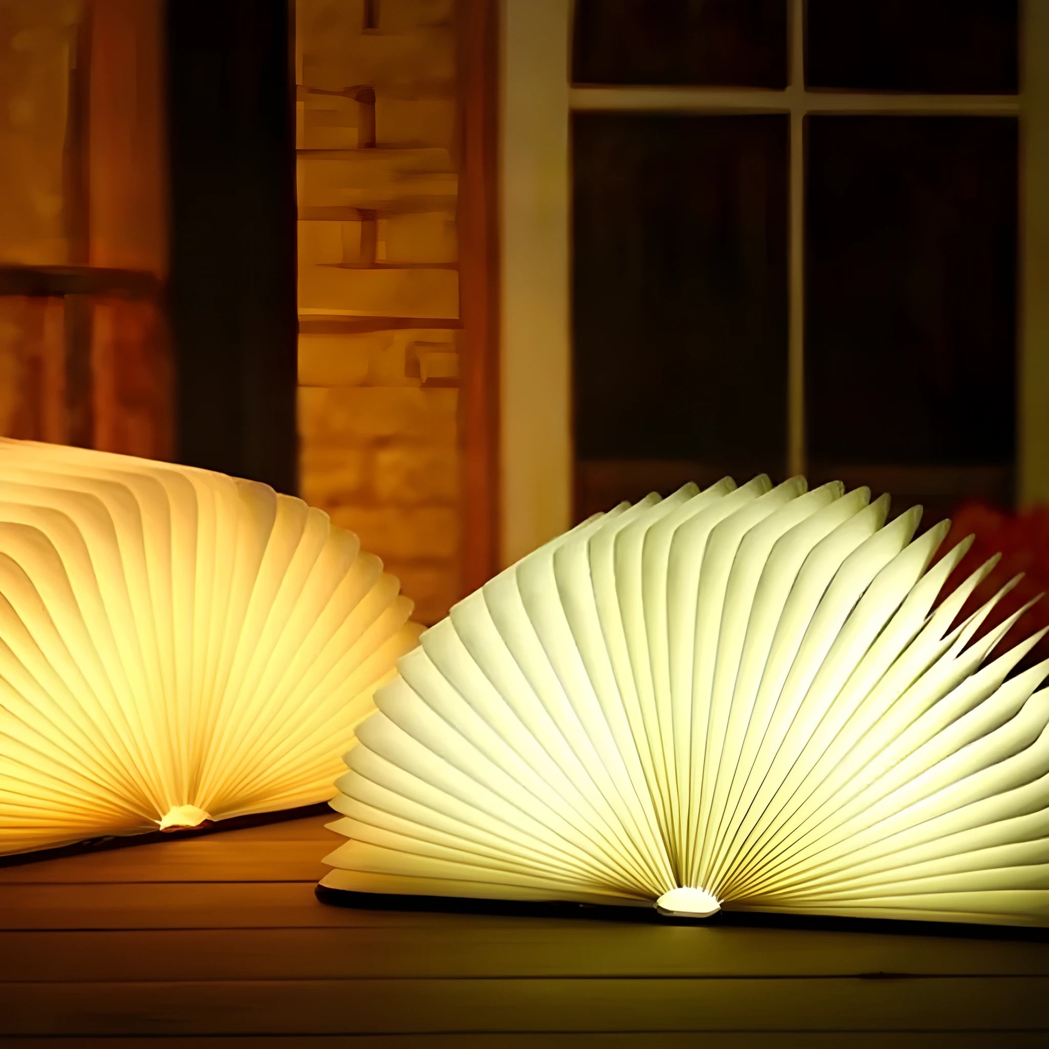Wooden LED boy lamp in three colour options showing modern design and battery power