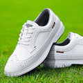 Men's golf shoes in genuine leather with non-slip rubber outsole in Lake Blue or White colour