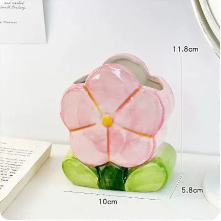 Ceramic pen holder storage box with floral decoration in five colour options