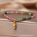 Natural tourmaline flower anklet for women with adjustable chain
