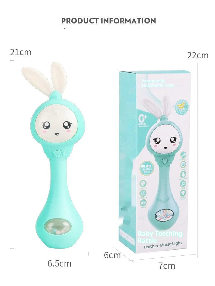Baby molar music stick teething toy in mint green colour with ABS plastic construction