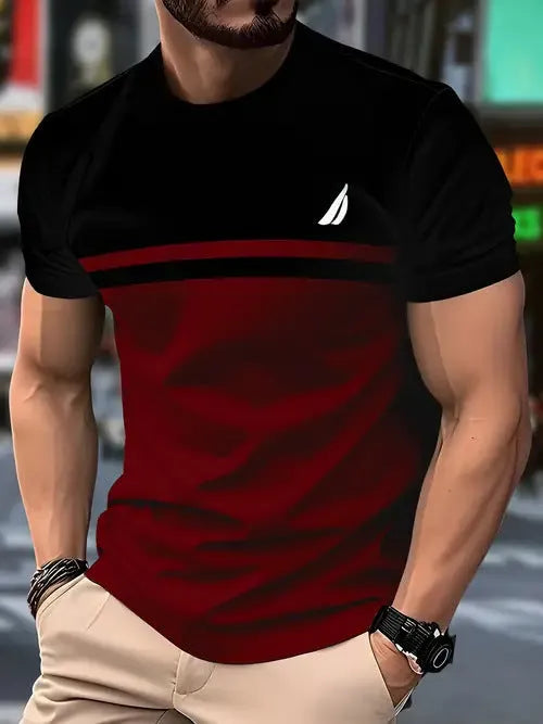 Men's loose fit polyester t-shirt in grey colour with short sleeves
