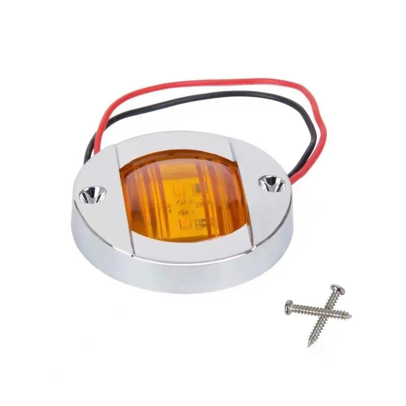 Round LED signal light for truck trailer boat, 12V 24V, available in red yellow white blue green