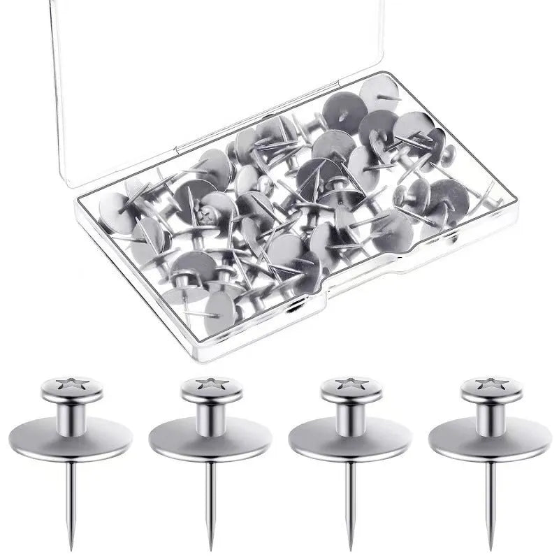 Black plastic I-shaped thumbtacks in PP box for corkboard use