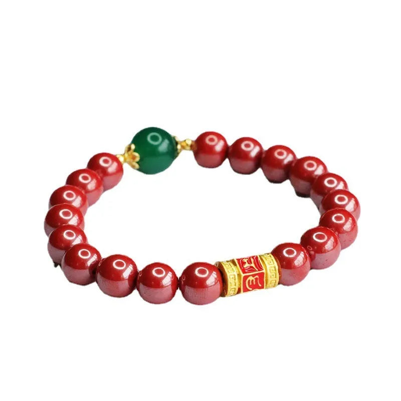 Emperor sandstone six words motto bracelet in cinnabar with 8mm measurement