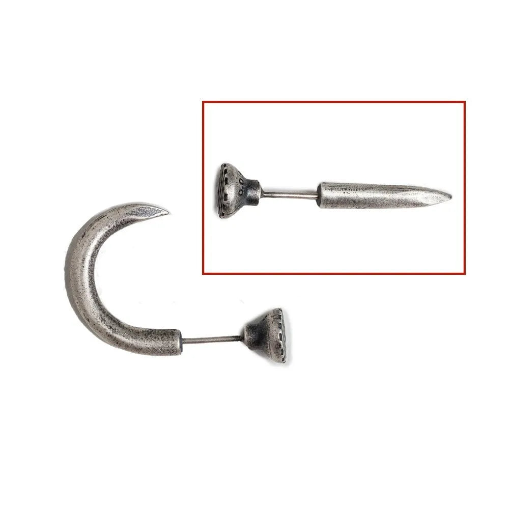 S925 sterling silver nail stud earrings in straight and curved punk designs