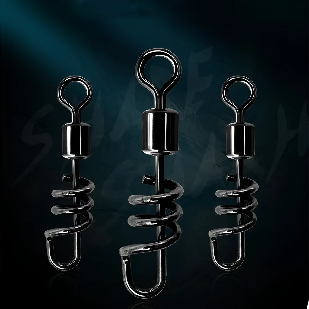 Stainless steel fishing swivel connector with 8-shaped ring design for quick terminal tackle attachment