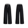 Straight-leg high-waisted casual trousers in grey with a button-open design line.