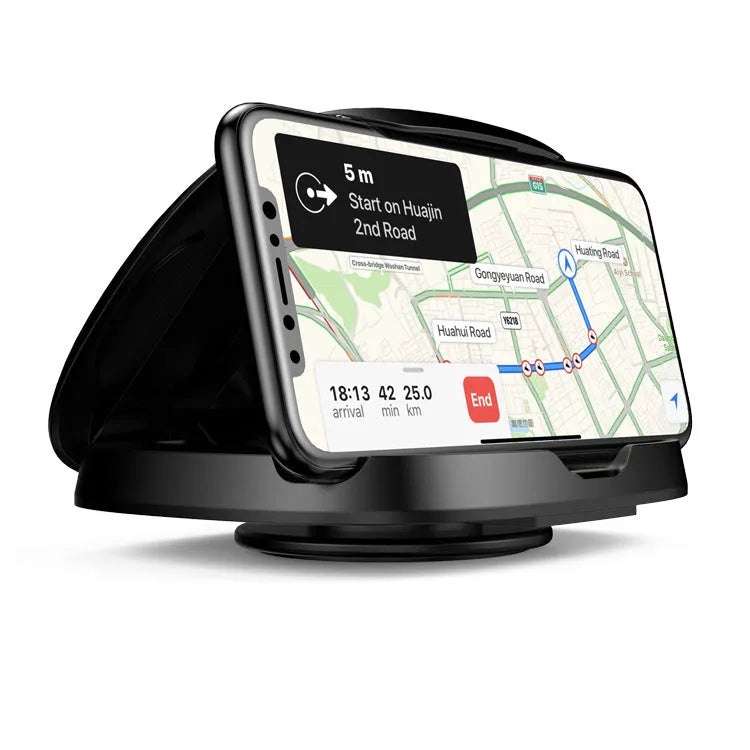 Black universal rotating suction cup car bracket for mobile phones and GPS devices