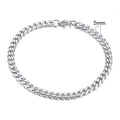 Men's golden Cuban chain necklace metal electroplated geometric design 22cm length silver colour