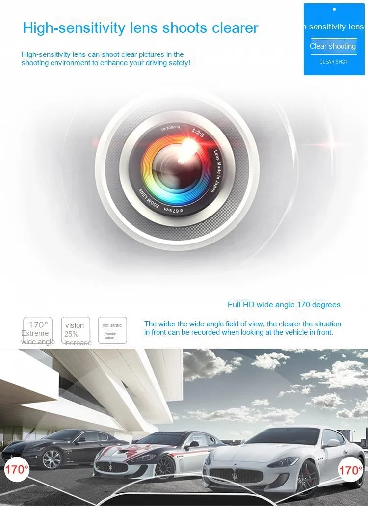 HD front and rear driving recorder with 4.5 inch screen and reversing image function