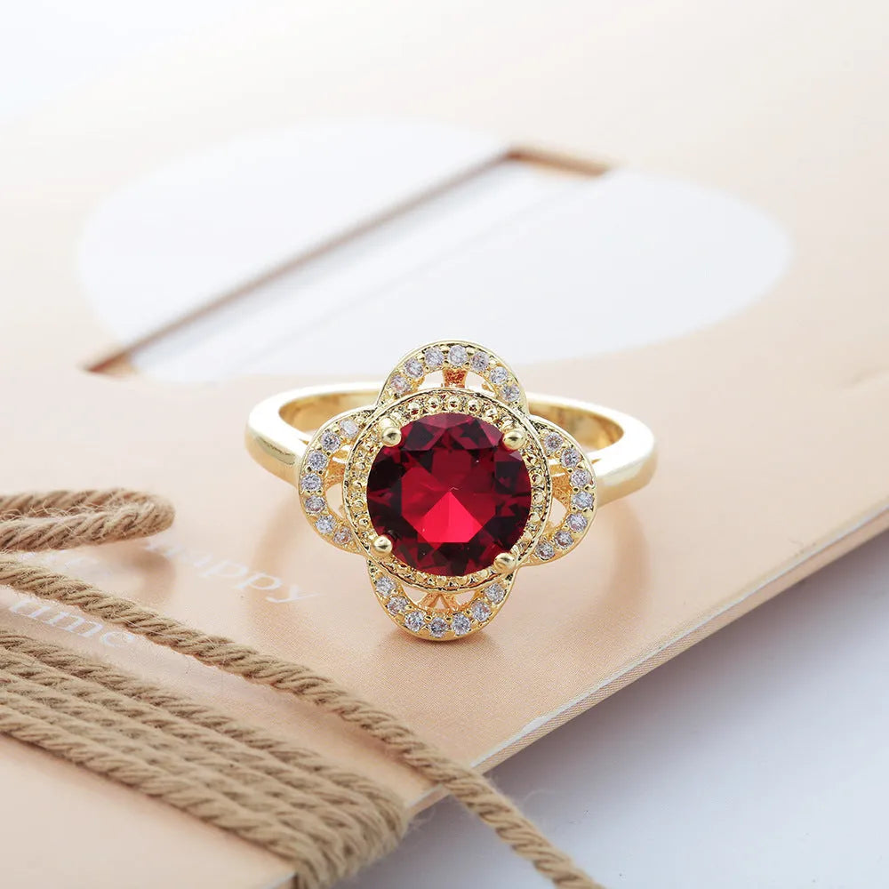Copper zircon ring with a fruit shape design in colour 10-6-1395