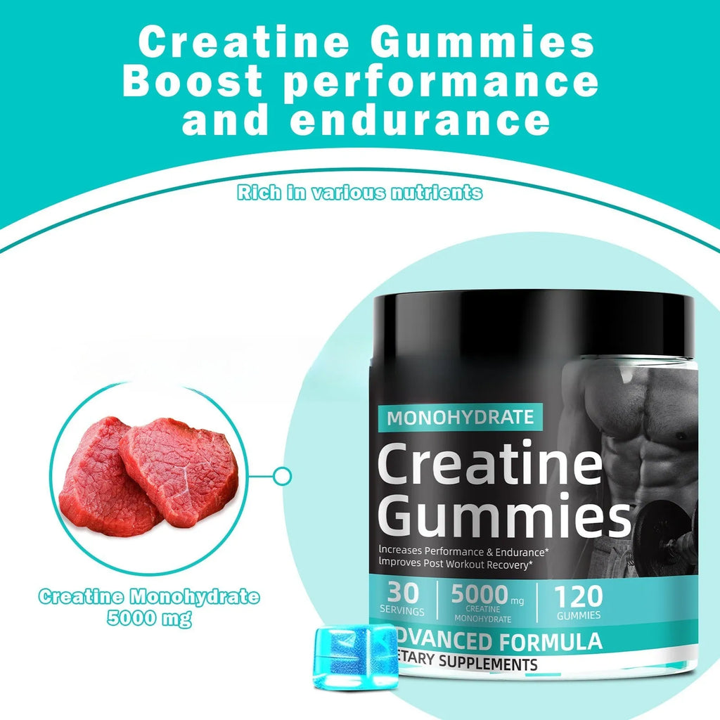 Bottle of Water Creatine Jelly 120 Tablets sports supplement for men and women
