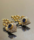 Pair of retro snake earrings for women in imitation gold electroplated alloy, OL fashion style