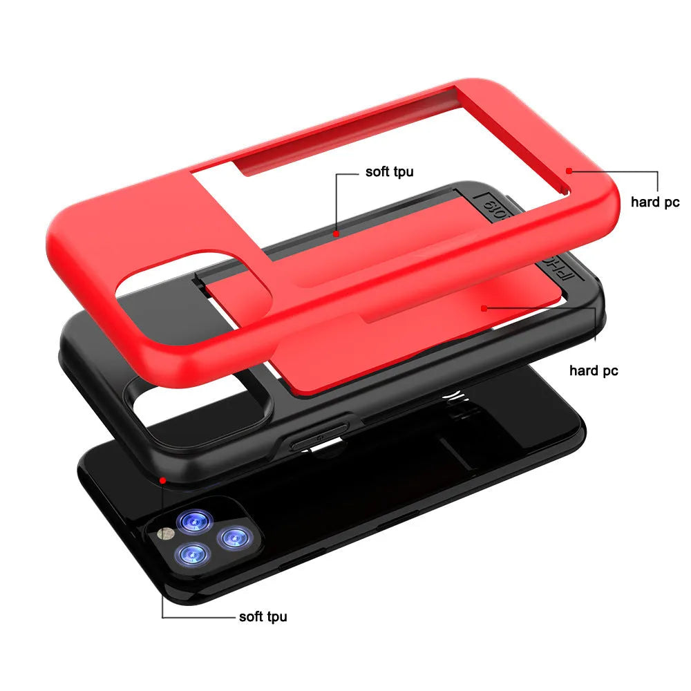Solid colour mobile phone case for iPhone 11 series in black, red, pink, dark blue, blue, or purple