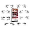 Set of eight pairs of bat and spider decorative eyeliner stickers for makeup application