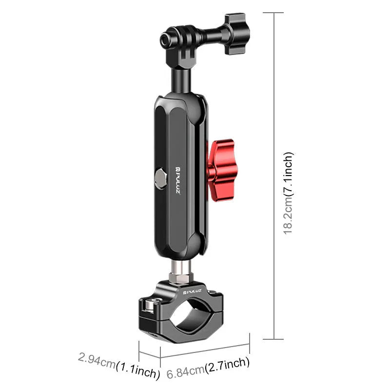CNC aluminium alloy motorcycle and bicycle camera bracket with five clamp options including pipe clamps and rearview mirror bracket
