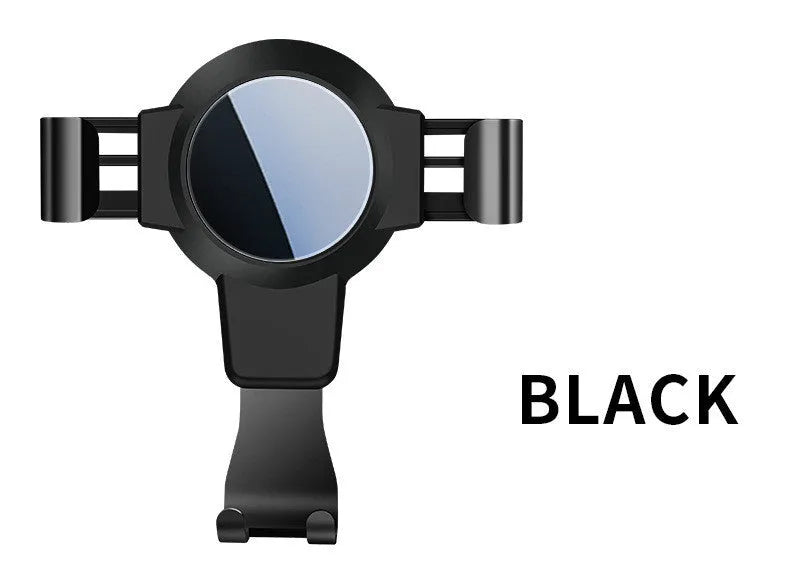 Black S4 gravity mirror ABS mobile phone bracket mounted on a car air conditioning vent
