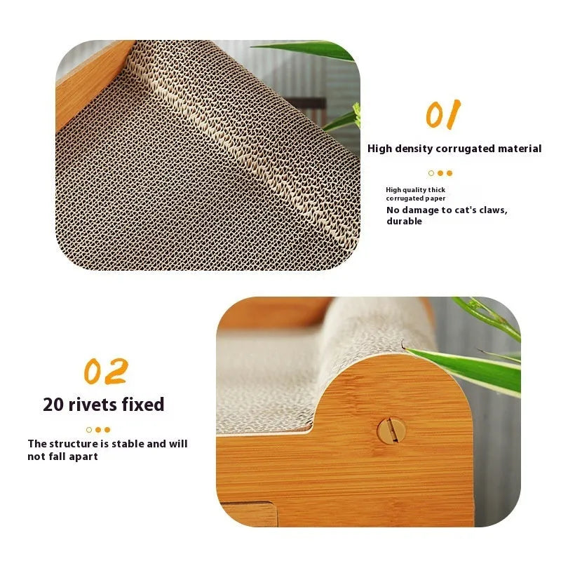 Corrugated paper double-layer cat house with double ball double door design for indoor cats