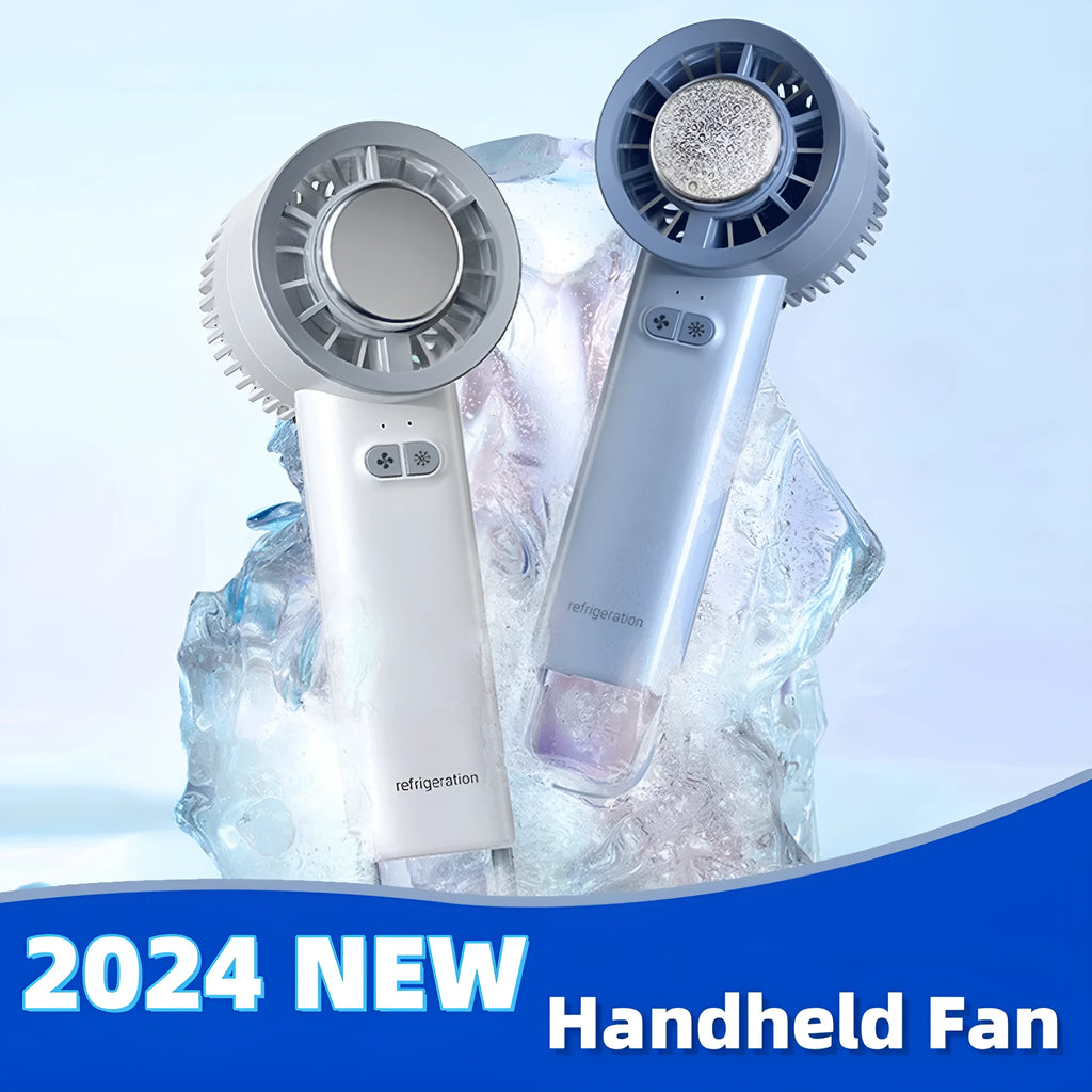 White handheld turbo jet fan with brushless motor showing touch controls and compact design