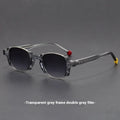 Retro square frame sunglasses in various colours including dark green and hawksbill blue.