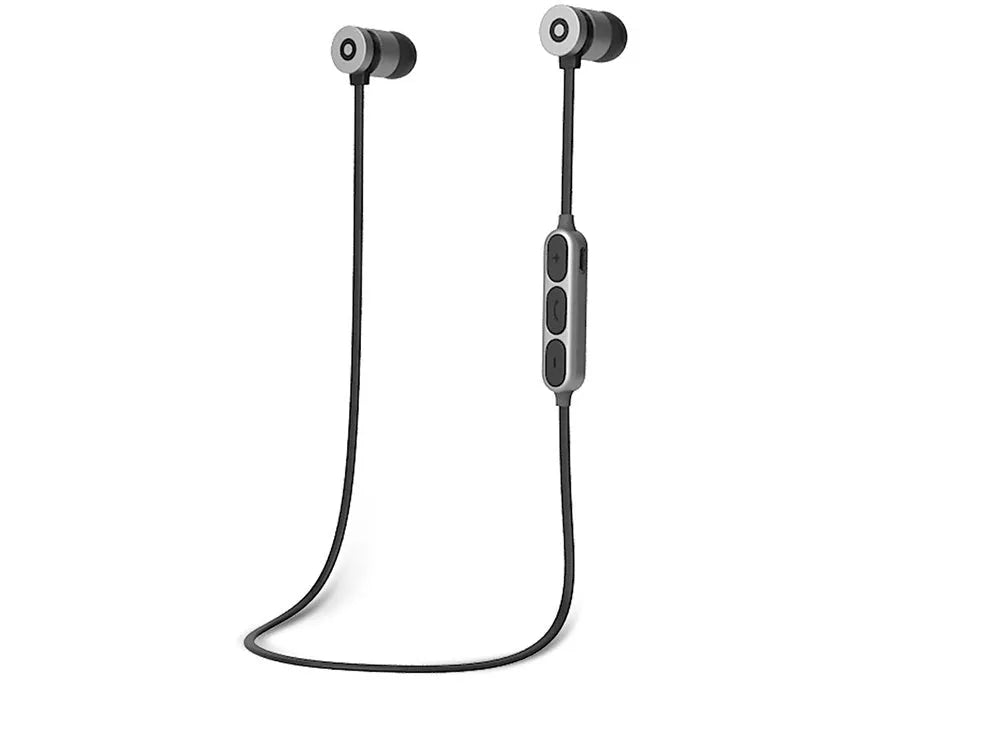 Metal magnetic sports Bluetooth wireless headset in neck-mounted configuration with earpieces