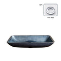 Tempered glass table basin with blue-grey foil colour for bathroom installation