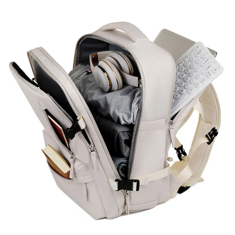 Dry wet separation Oxford cloth backpack in solid colours with air pillow belt for travel and business trips
