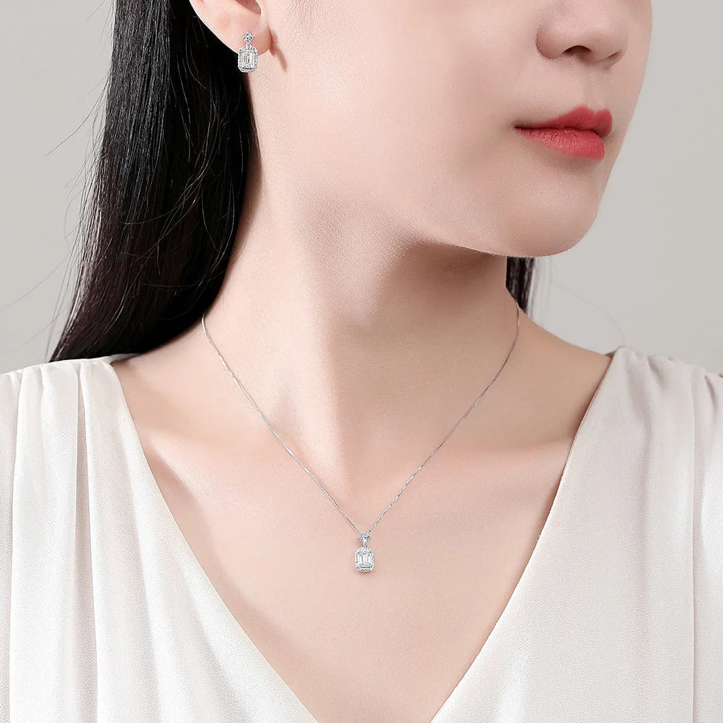 Fashion casual rectangular women's earrings in 925 silver with electroplating finish