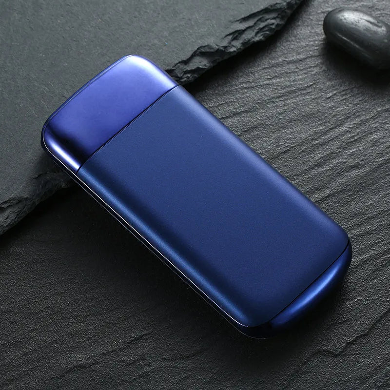Y10 black portable power bank with LCD screen showing battery percentage and two USB ports.
