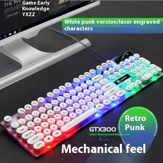 Mechanical feeling computer keyboard with USB cable in multiple colour options