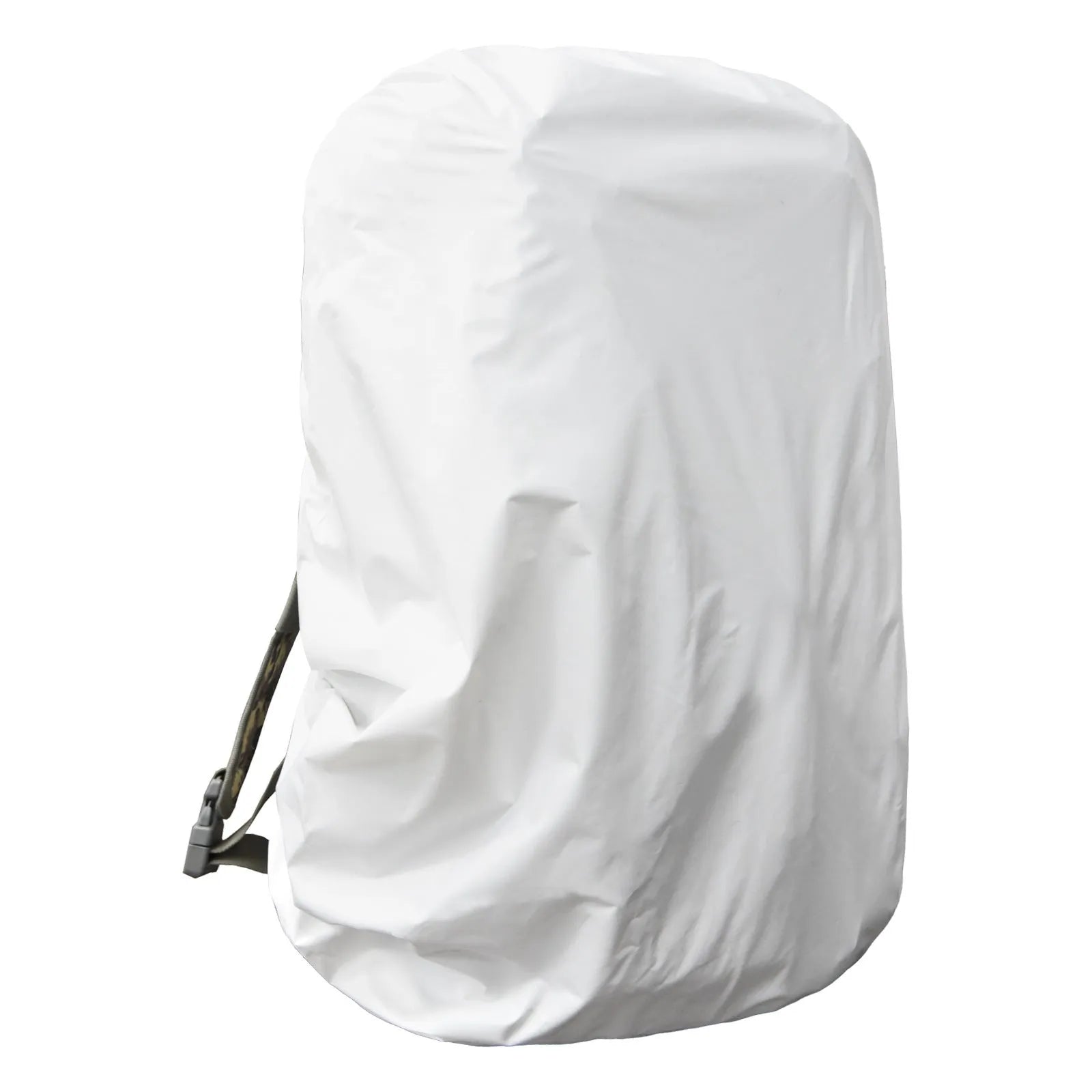80-litre capacity backpack rain cover in Army Green colour laid flat.