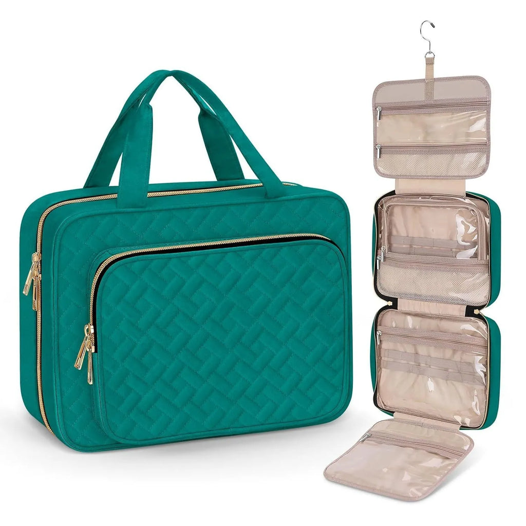 Polyester travel storage wash bag for cosmetics in multiple colour options including leopard print