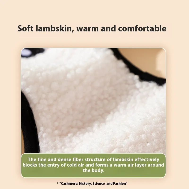 Animal-shaped lambswool dog lead and chest back set with hand-holding rope in pink or white panda and bear designs