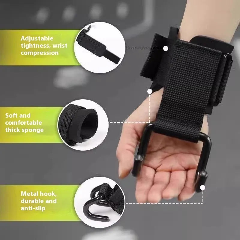 Pull-up grip hook wrist guard with steel plate and thickened adjustable wristband for fitness use