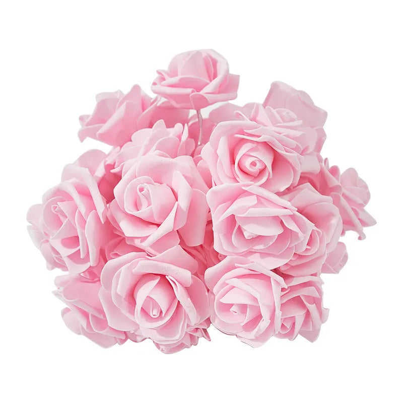 LED rose light string with 10 battery-powered lamps for indoor holiday decoration