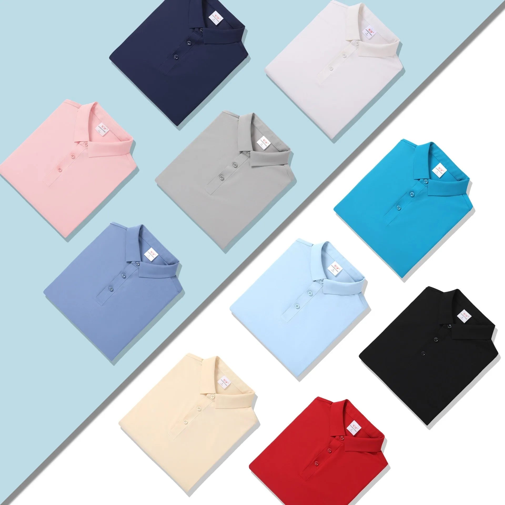 Men's ice silk seamless short sleeve polo shirt in solid colour, loose fit, nylon fabric, side view