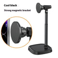 Magnetic phone holder retractable desktop stand in T8 magnetic black, alloy construction, universal fit