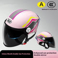 3C certified ABS half helmet for motorcycle sun protection in light brown double mirror colour.