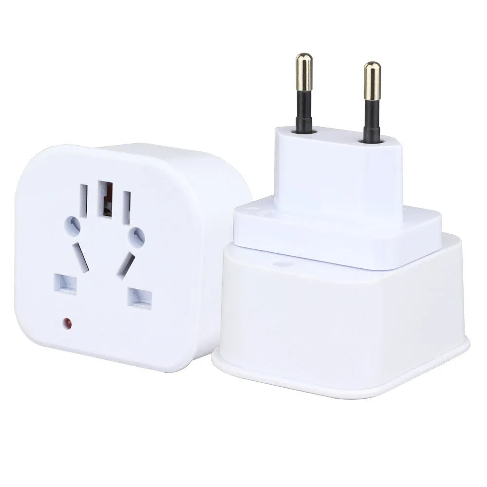 UN80 Chinese American to German standard plug adapter, 250V 10A 2500W, PC flame retardant and brass, EU style