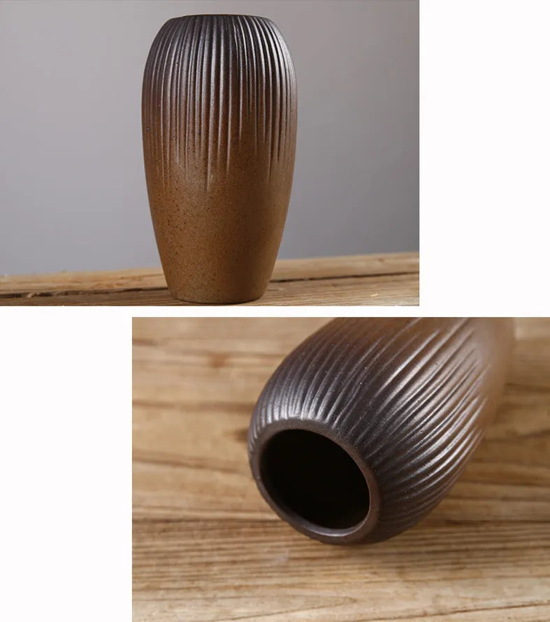 Ceramic small vase in Japanese style with glazed pottery surface, one of six colour options
