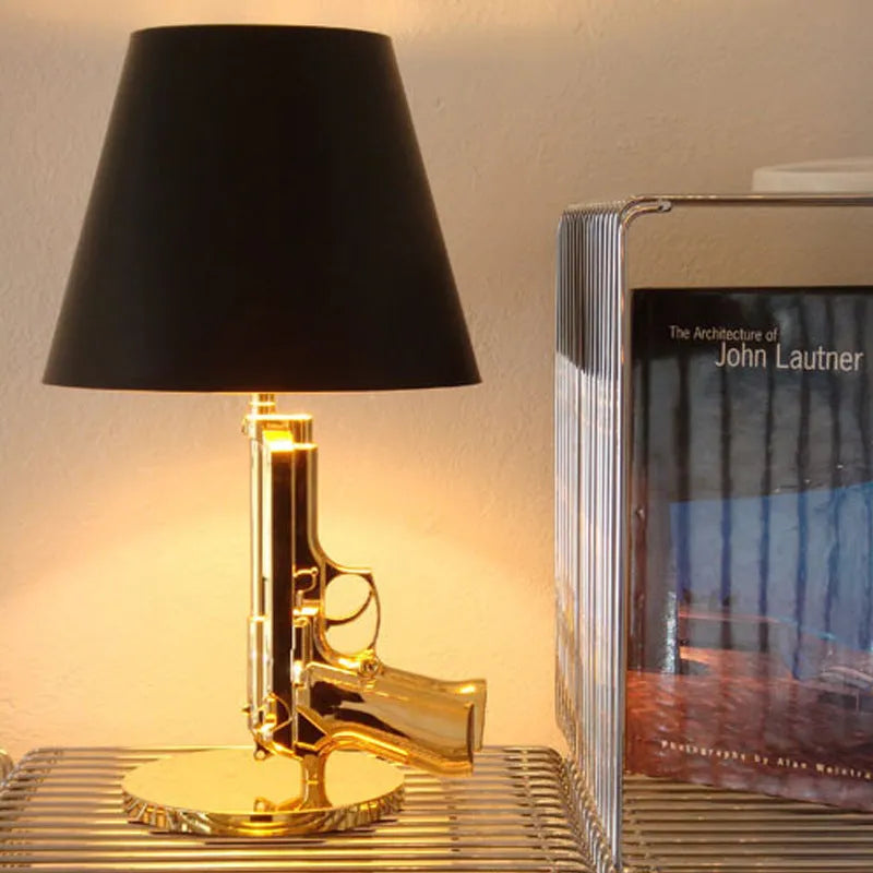 Modern creative Nordic desk lamp with resin base, plated gold finish, 235x425mm
