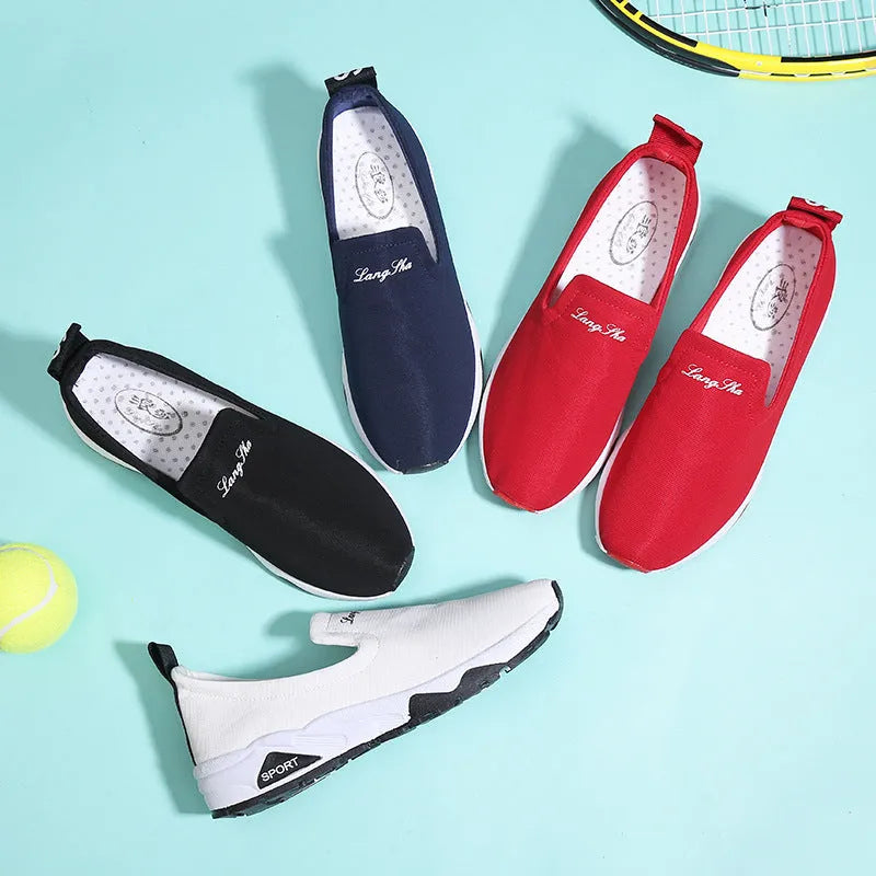 Women canvas shoes with leather toe cap and super high heel in white, blue, red, and black colour options