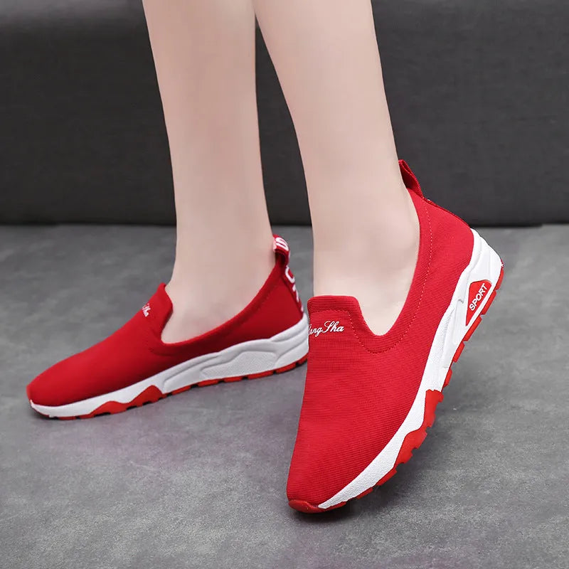 Women canvas shoes with leather toe cap and super high heel in white, blue, red, and black colour options