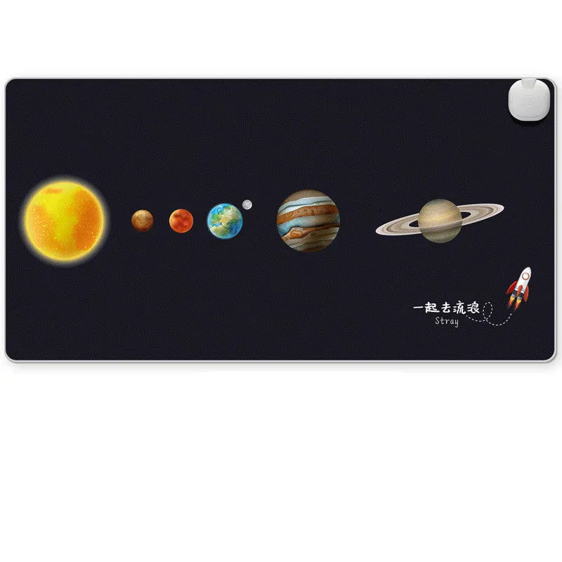 Intelligent heated desktop mat with touch controls and multiple colour options