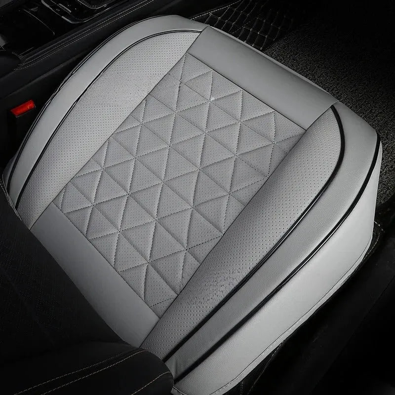 Napa leather car seat cushion cover in beige with hemming edges and sponge packing for vehicle interior