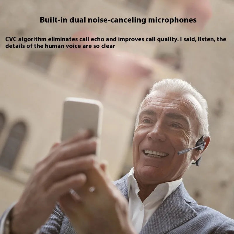 Black bone conduction Bluetooth headset with silicone headband and CVC noise reduction microphone
