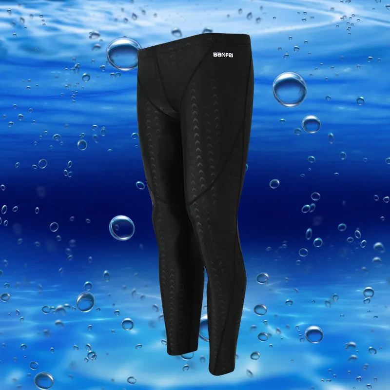 Men's nylon cropped swimming trunks in black with coloured side lines.